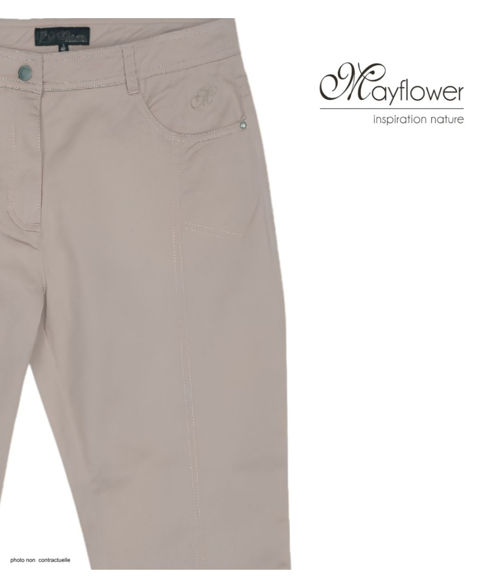 Pantacourt STRETCH Femme Beige - Coton & Zip Fantaisie