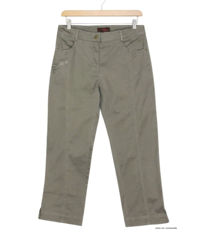 MAYFLOWER MONICA2 - Pantacourt Femme Kaki Coton Stretch