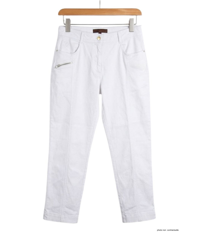 MAYFLOWER MONICA4 - Pantacourt Femme Blanc Coton Stretch