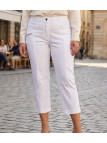 Pantacourt femme blanc en tissu coton extensible stretch modèle MONICA4 de la marque MAYFLOWER.