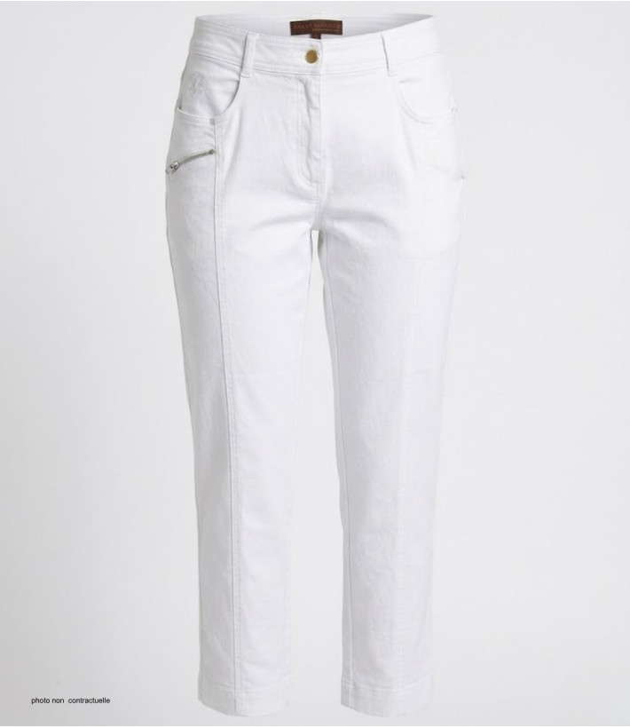 MAYFLOWER MONICA4 - Pantacourt Femme Blanc Coton Stretch
