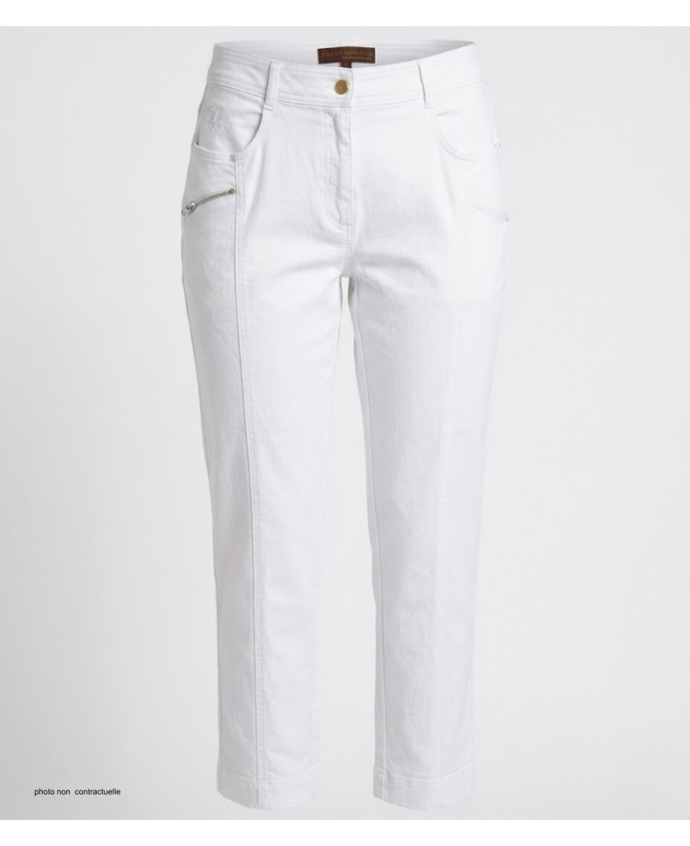 MAYFLOWER MONICA4 - Pantacourt Femme Blanc Coton Stretch