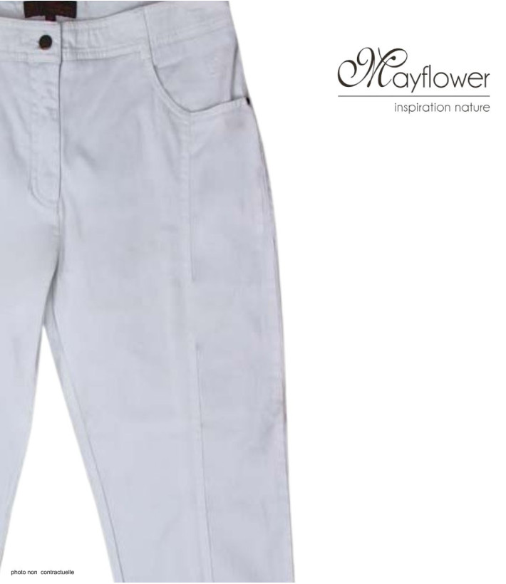 MAYFLOWER MONICA4 - Pantacourt Femme Blanc Coton Stretch