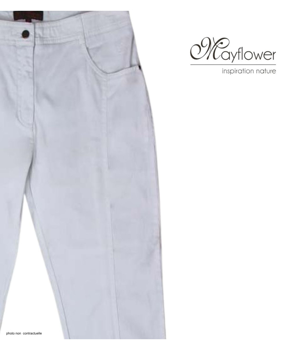 MAYFLOWER MONICA4 - Pantacourt Femme Blanc Coton Stretch