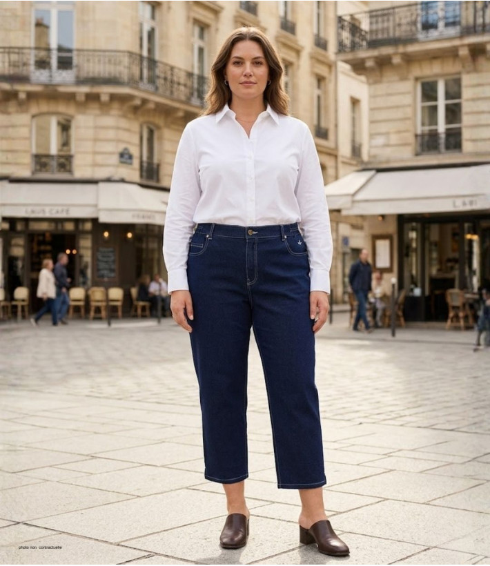 AXONE SALTO1 - Pantacourt Femme Grandes Tailles Bleu Denim