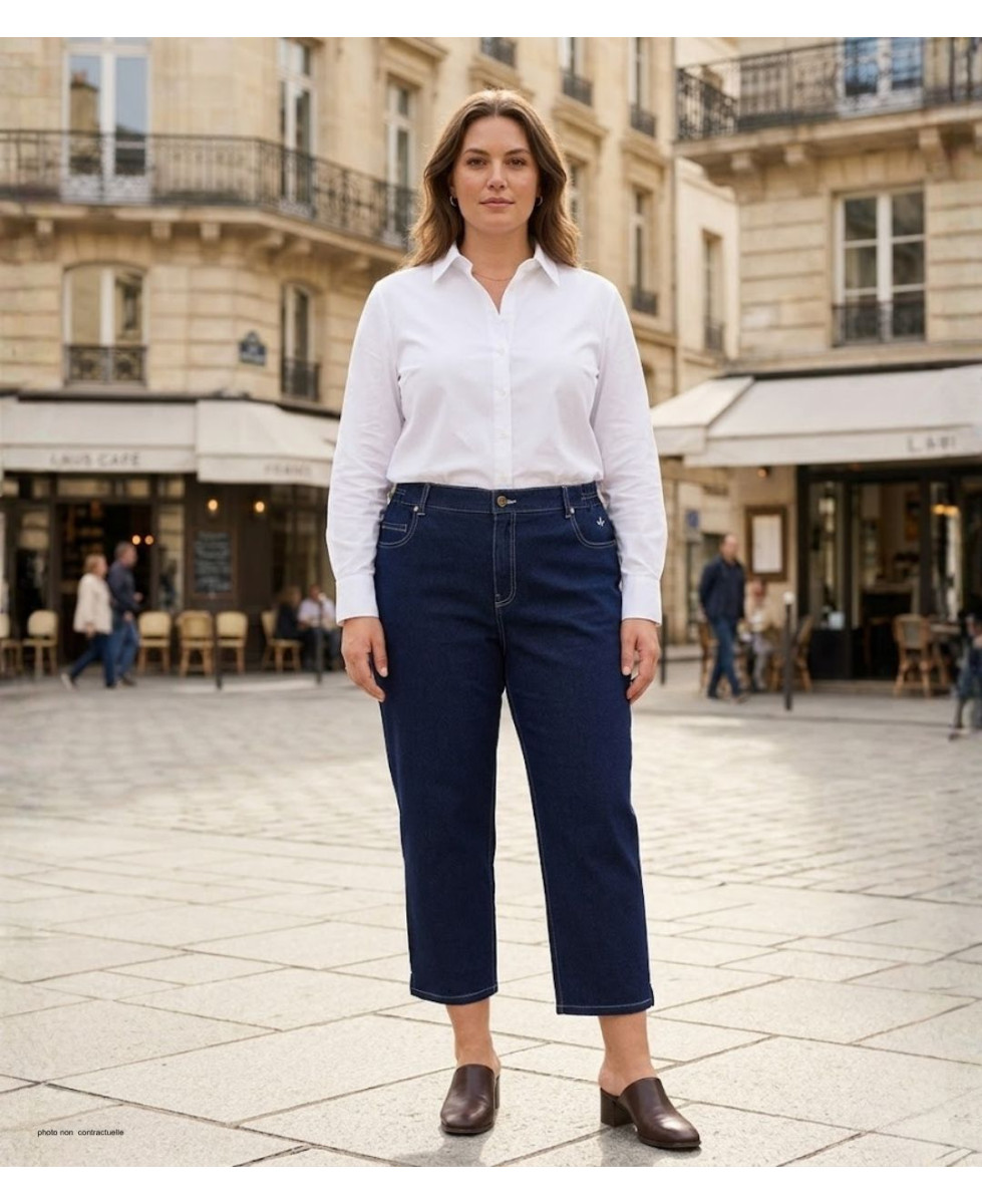 AXONE SALTO1 - Pantacourt Femme Grandes Tailles Bleu Denim