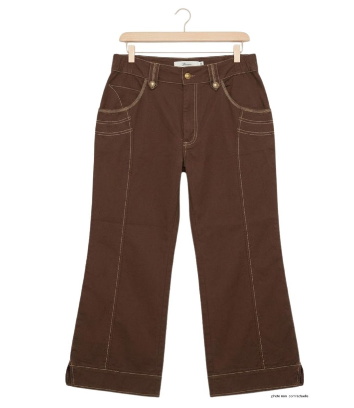 AXONE SH1161M - Pantacourt femme extensible marron confort