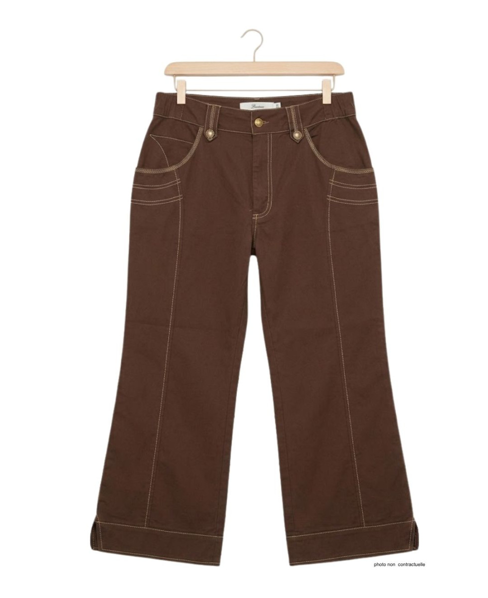 AXONE SH1161M - Pantacourt femme extensible marron confort