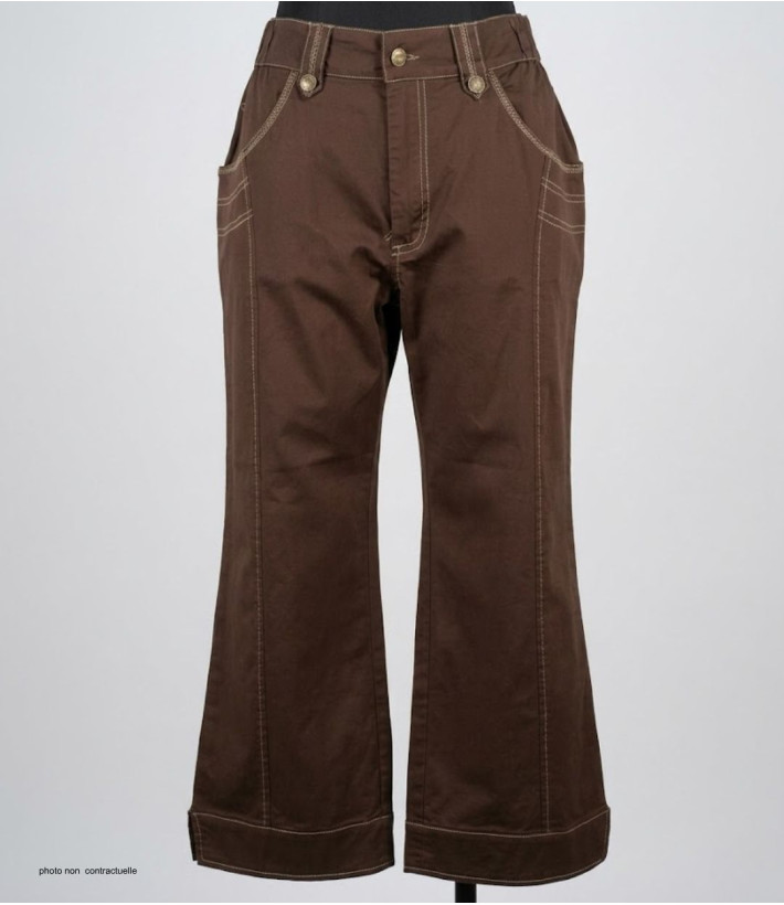 AXONE SH1161M - Pantacourt femme extensible marron confort