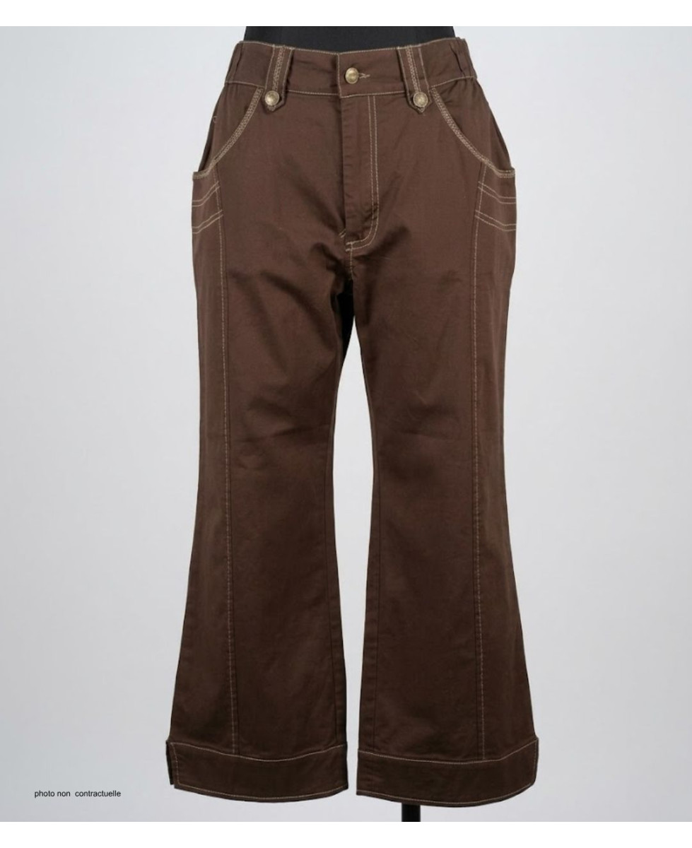 AXONE SH1161M - Pantacourt femme extensible marron confort