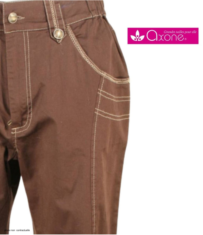 AXONE SH1161M - Pantacourt femme extensible marron confort