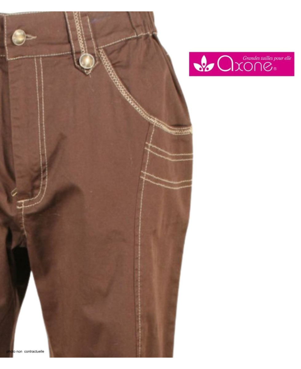 AXONE SH1161M - Pantacourt femme extensible marron confort