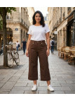 AXONE SH1161M - Pantacourt femme extensible marron confort