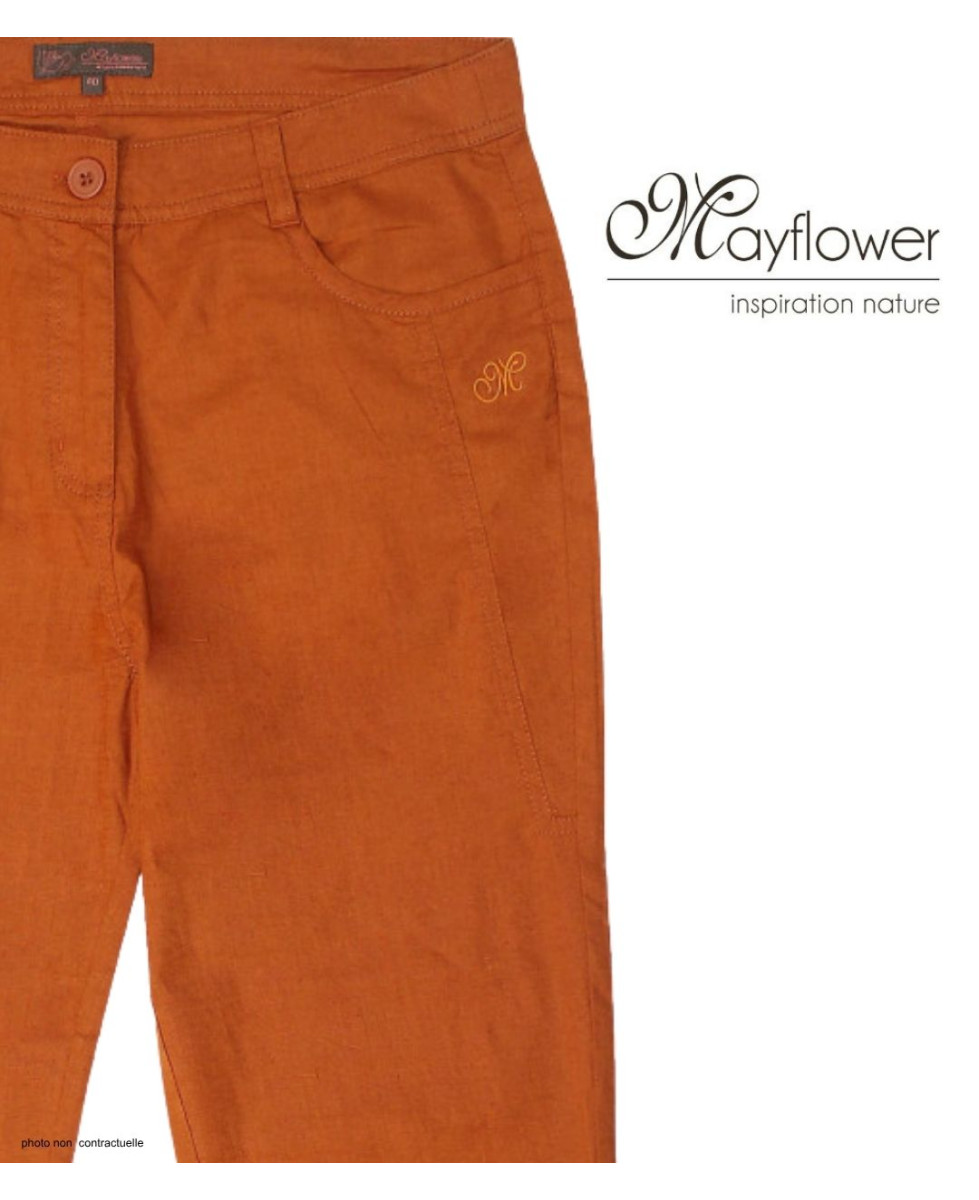 MAYFLOWER Pantacourt en lin Orange - Coupe confort femme