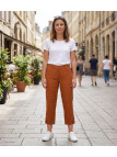 MAYFLOWER Pantacourt en lin Orange - Coupe confort femme