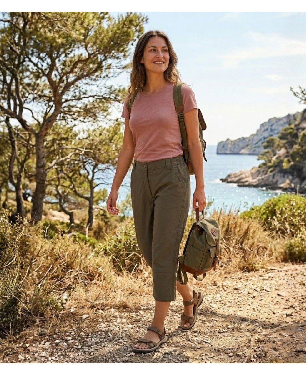 OGALO 111182U001 : Pantacourt Femme élastiqué Confort Noisette