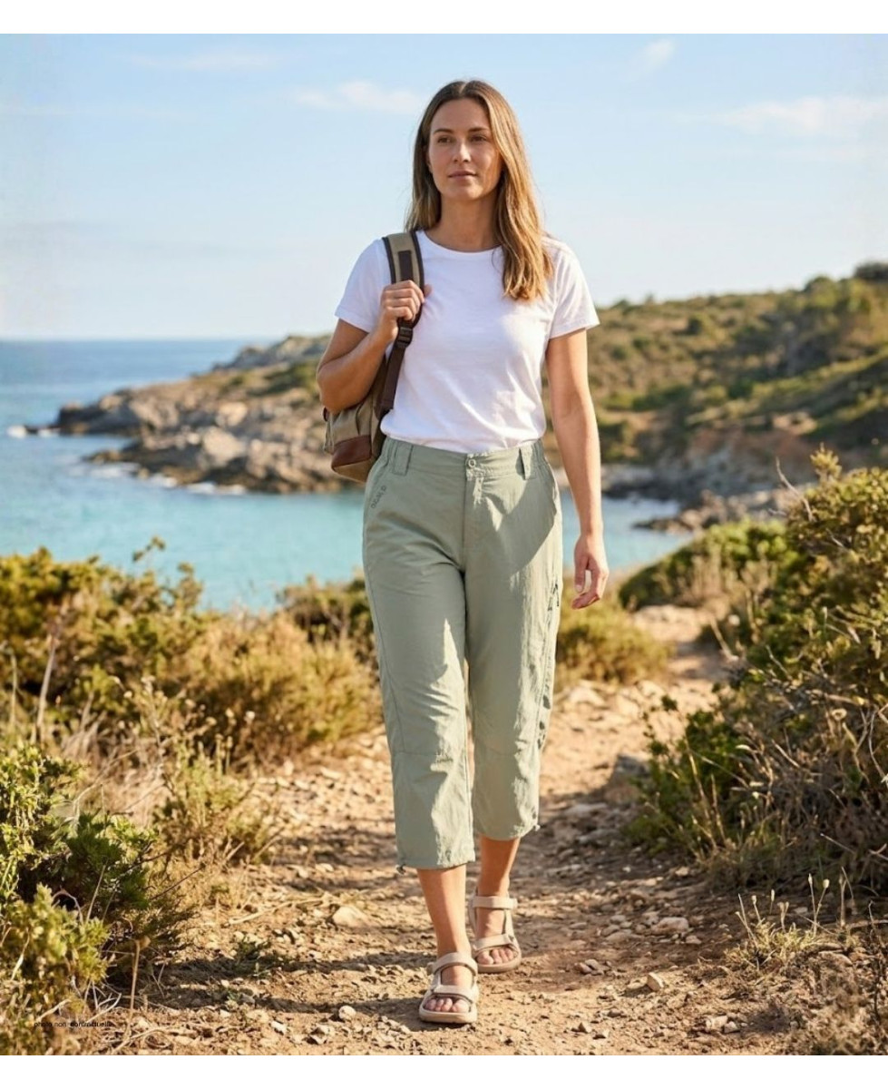 Pantacourt Femme OGALO 111182U002 Beige : Confort & Nylon