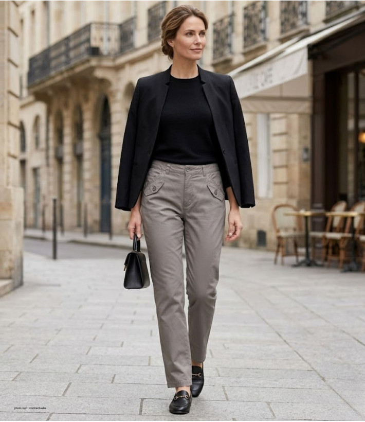 Mayflower SE1087 - Pantalon Gris Perle Extensible Confort