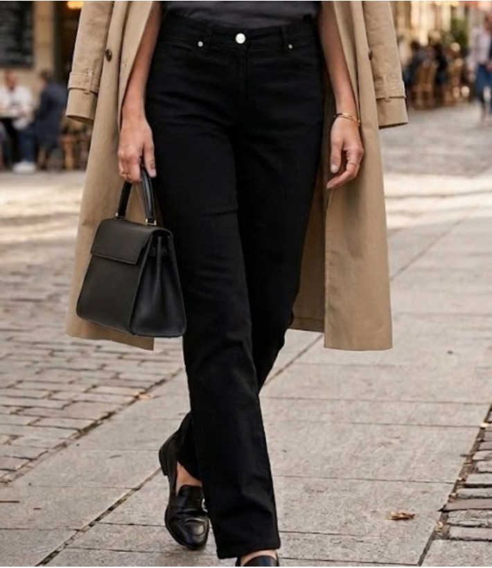 Pantalon 5 poches Mayflower modèle M957 en toile gabardine noir profond.