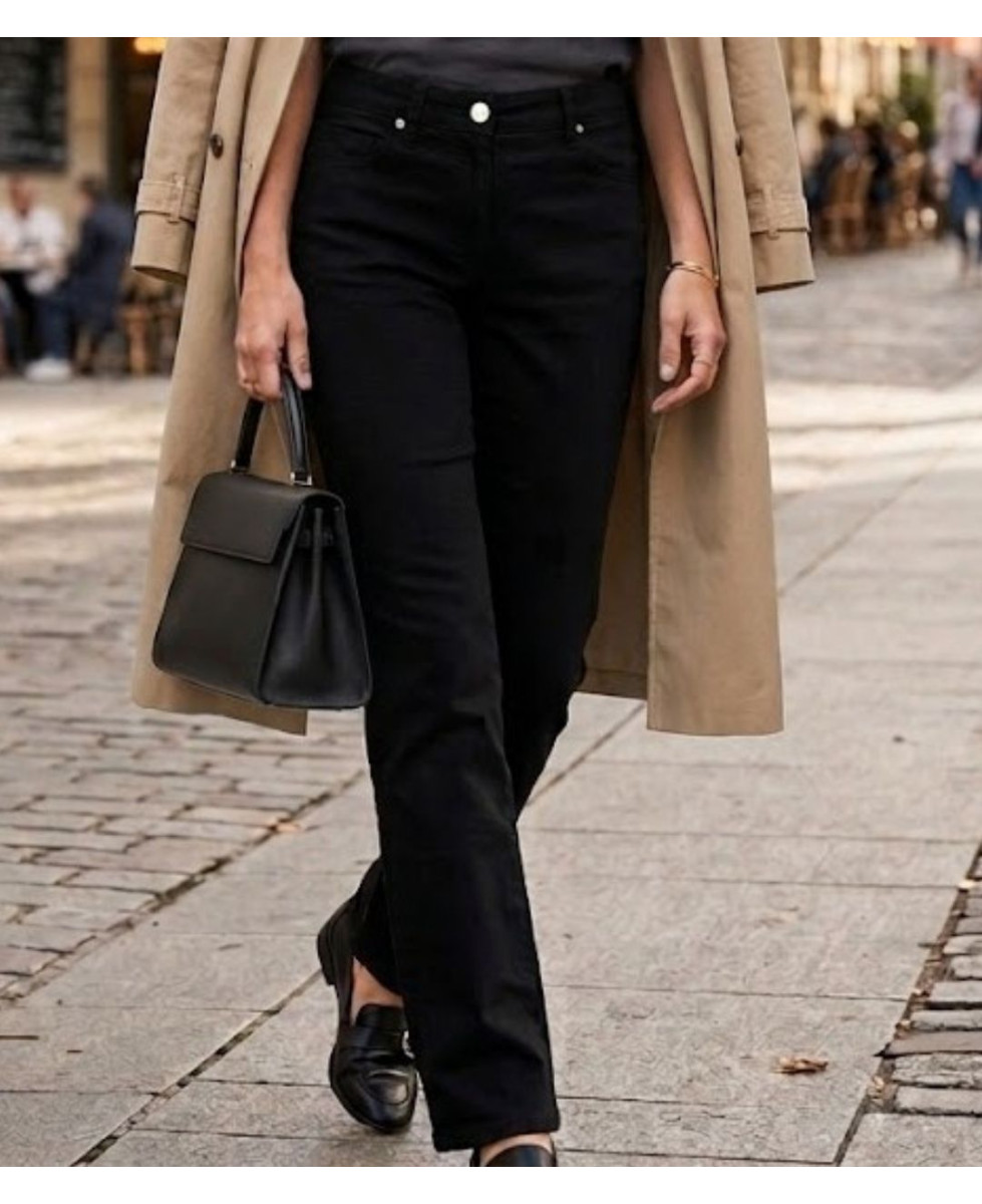 Pantalon 5 poches Mayflower modèle M957 en toile gabardine noir profond.