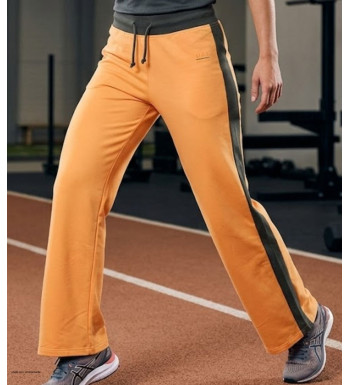 Pantalon de sport femme MAYFLOWER modèle SE8008 coloris orange et kaki avec cordon de serrage.