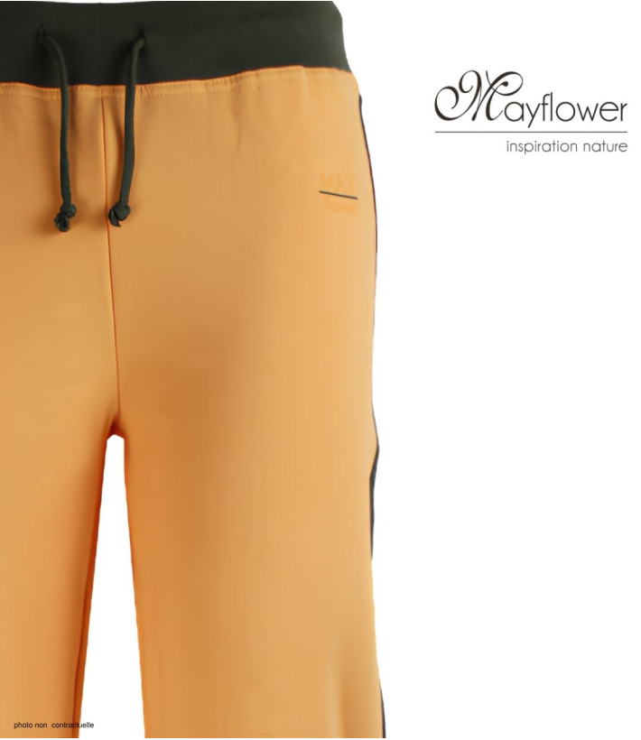 MAYFLOWER SE8008 - Pantalon Sport Femme Stretch Orange/Kaki