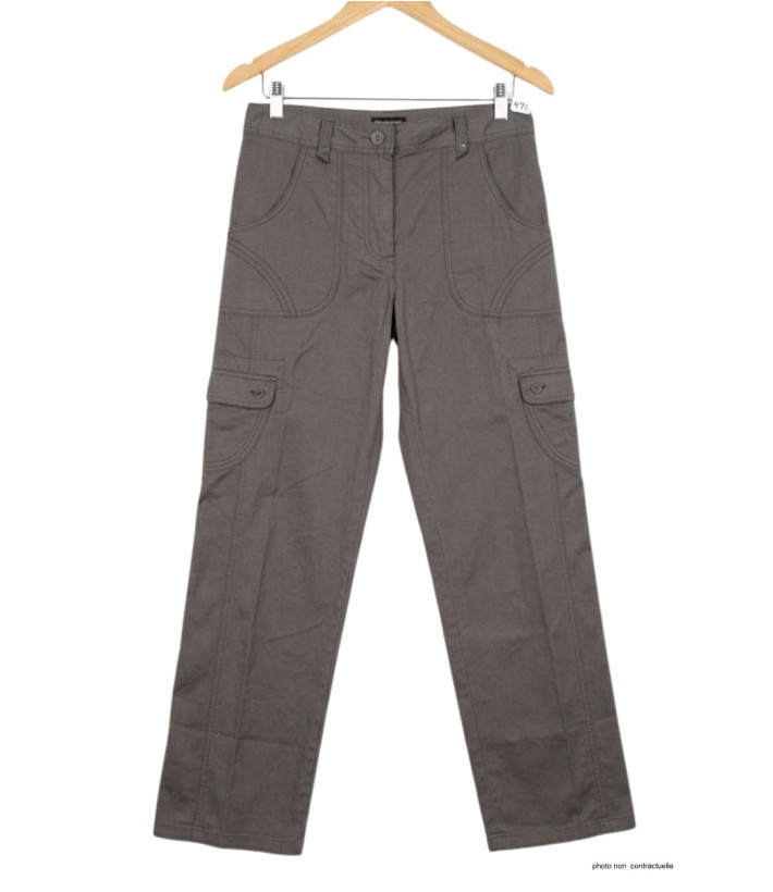MAYFLOWER BEA1G - Pantalon Cargo Femme Gris à Poches Latérales