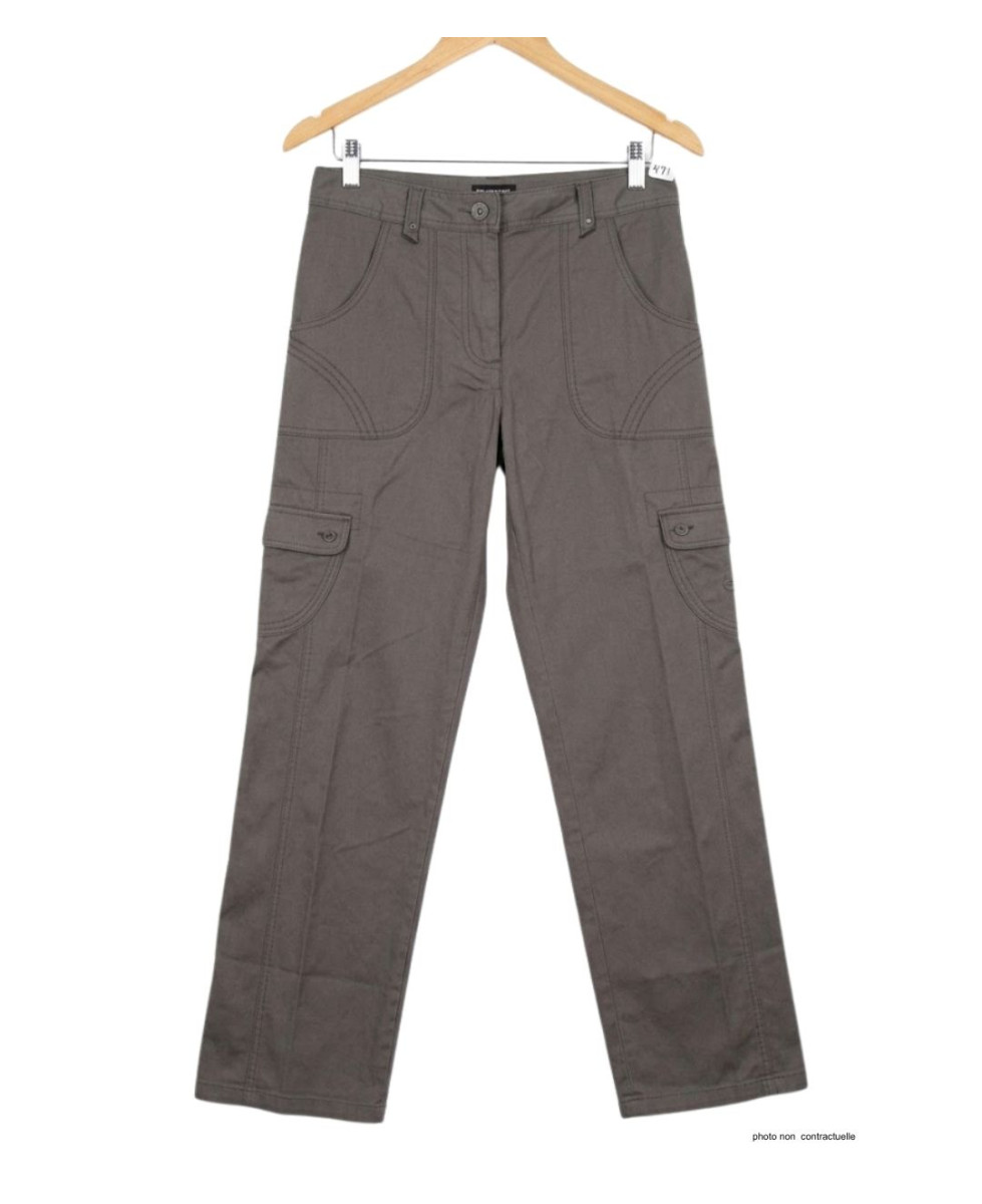 MAYFLOWER BEA1G - Pantalon Cargo Femme Gris à Poches Latérales