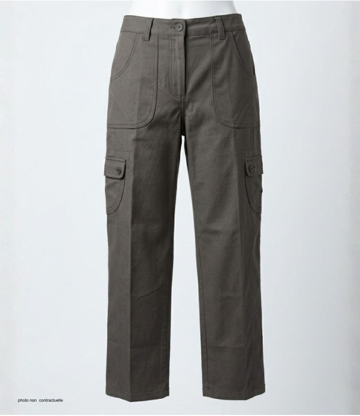 MAYFLOWER BEA1G - Pantalon Cargo Femme Gris à Poches Latérales