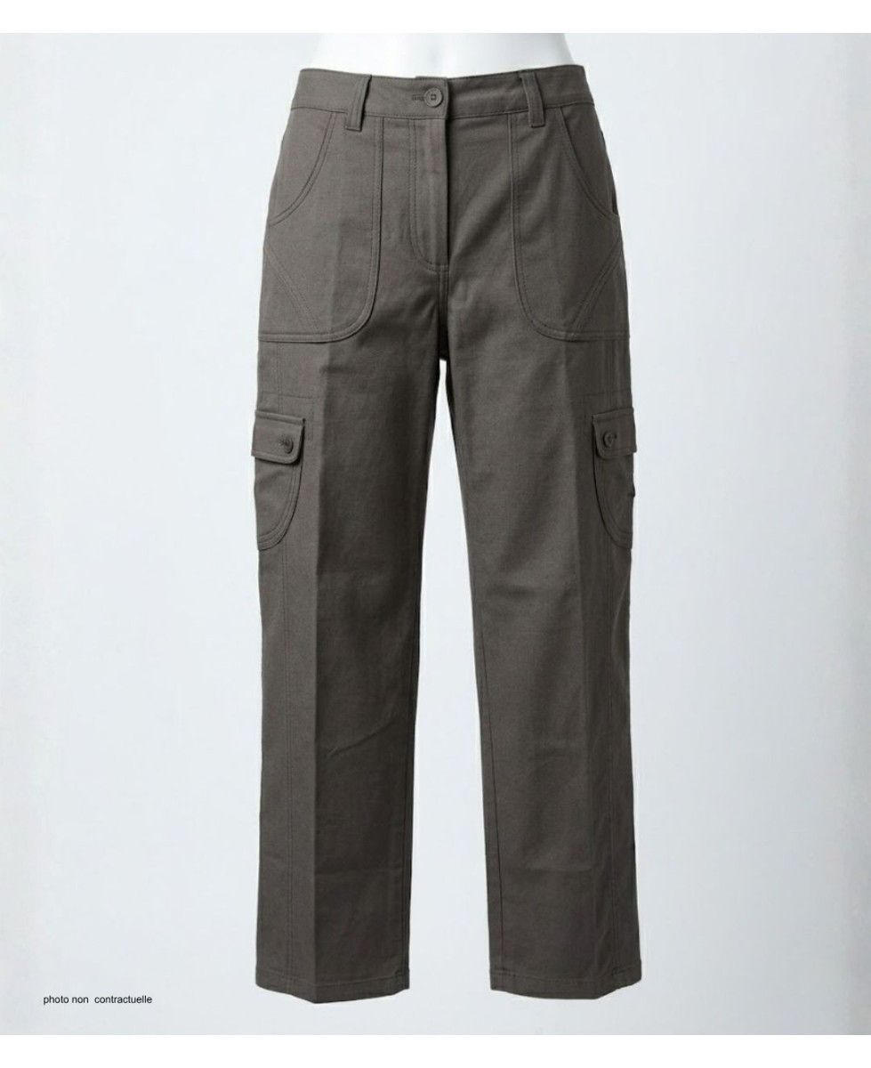 MAYFLOWER BEA1G - Pantalon Cargo Femme Gris à Poches Latérales