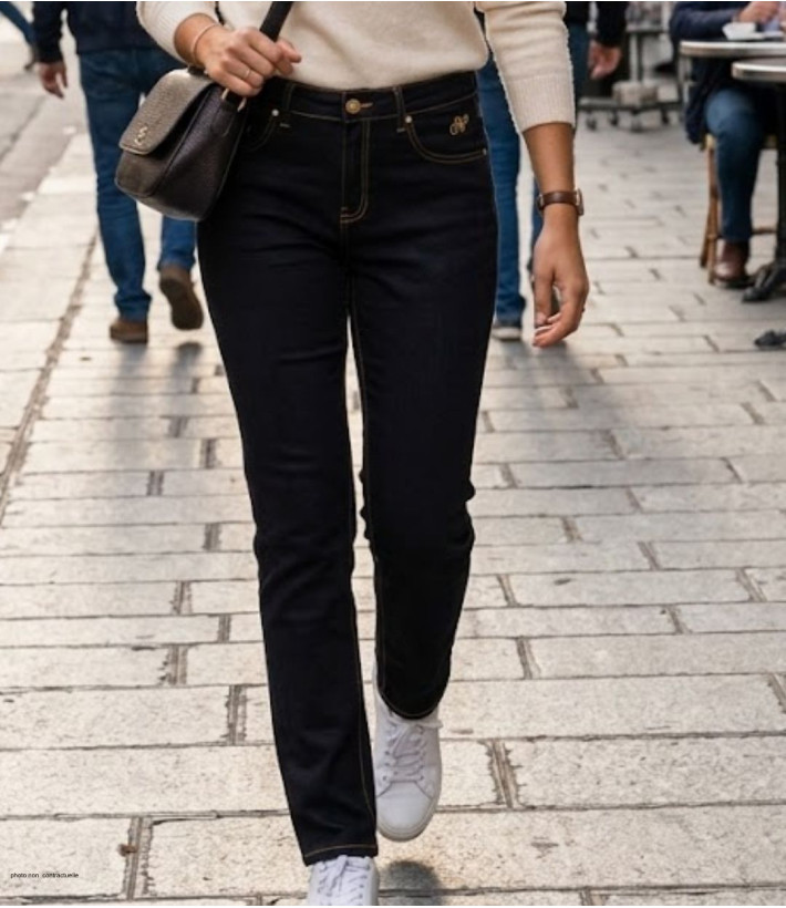 Pantalon noir femme MAYFLOWER modèle CLAUDIA1BV en tissu ultra stretch avec 5 poches.