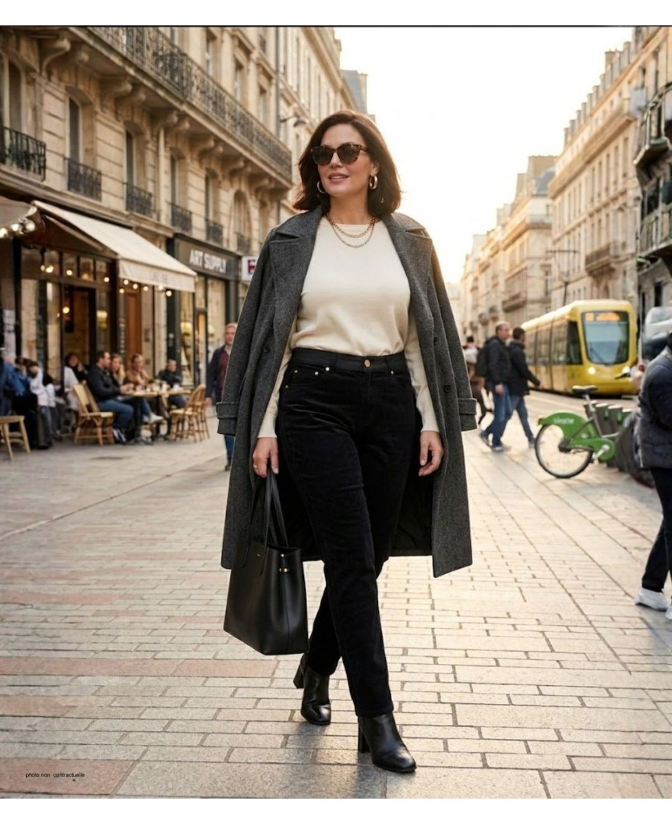 Pantalon velours noir femme DORURE1N MAYFLOWER - Confort & Chic