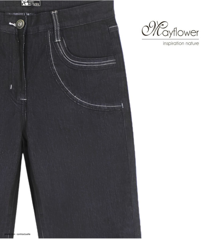 MAYFLOWER SE1111J - Pantalon Extensible Bleu Denim Femme