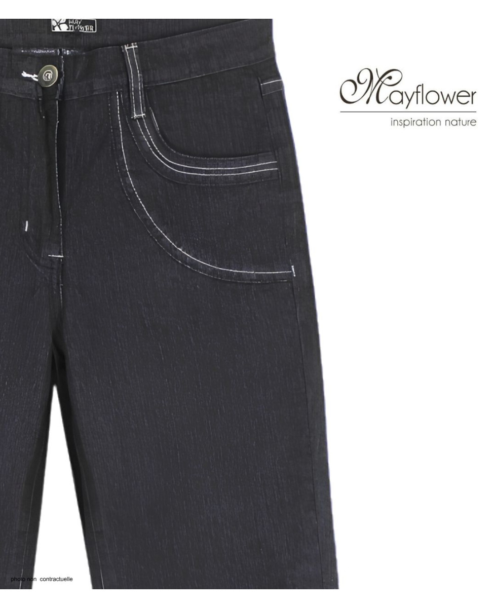MAYFLOWER SE1111J - Pantalon Extensible Bleu Denim Femme