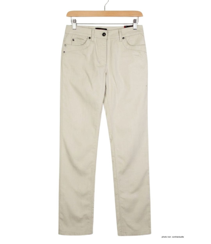 MAYFLOWER VICTORIA1 - Pantalon Femme Beige Stretch et Chic