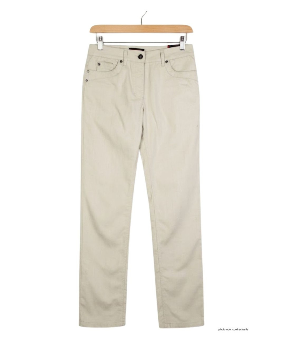 MAYFLOWER VICTORIA1 - Pantalon Femme Beige Stretch et Chic
