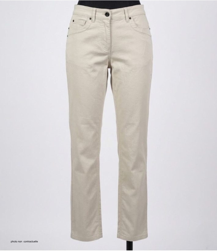 MAYFLOWER VICTORIA1 - Pantalon Femme Beige Stretch et Chic