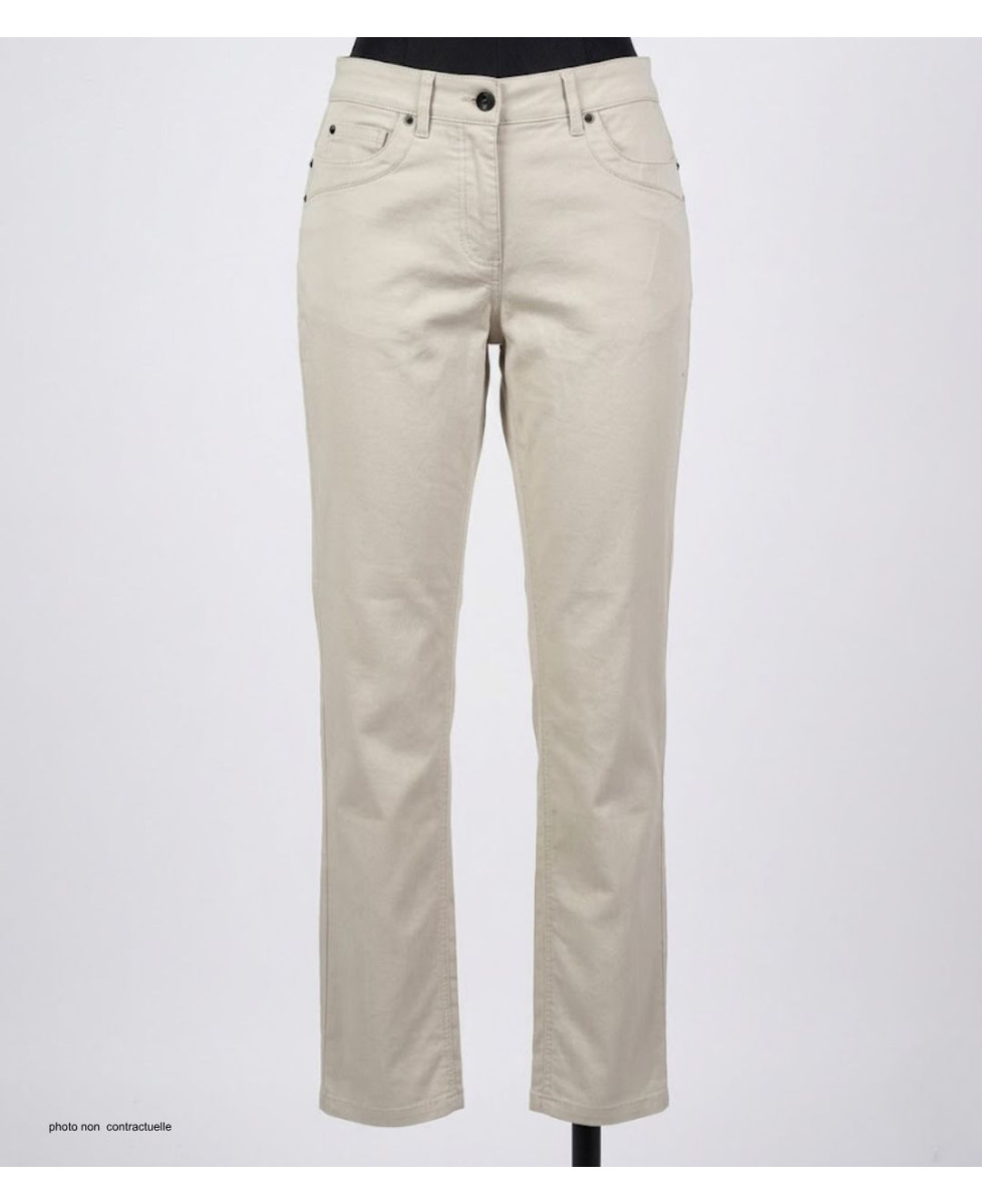 MAYFLOWER VICTORIA1 - Pantalon Femme Beige Stretch et Chic