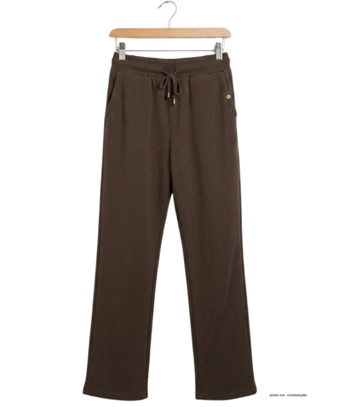 Pantalon Molleton Femme Marron Coton : Confort & Style Casual