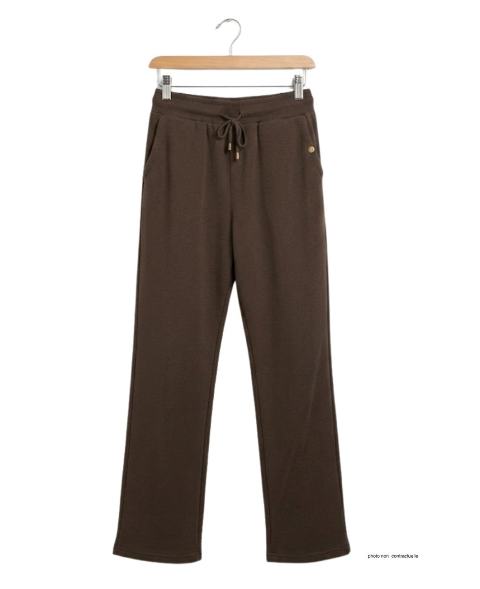 Pantalon Molleton Femme Marron Coton : Confort & Style Casual