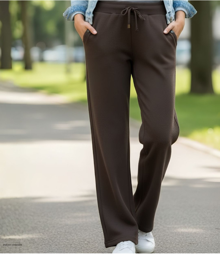Pantalon Détente en Molleton de Coton Marron
