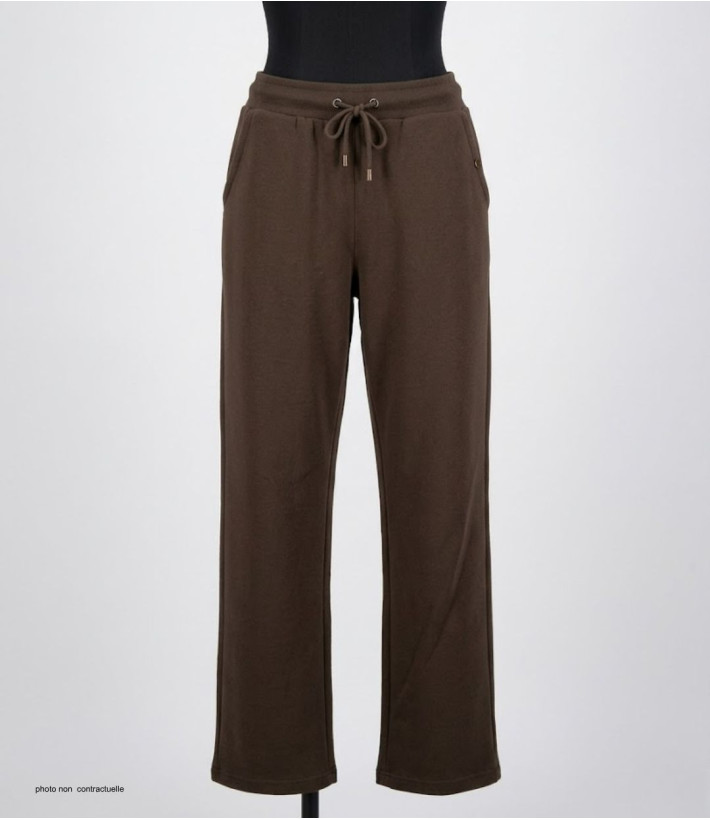 Pantalon Molleton Femme Marron Coton : Confort & Style Casual