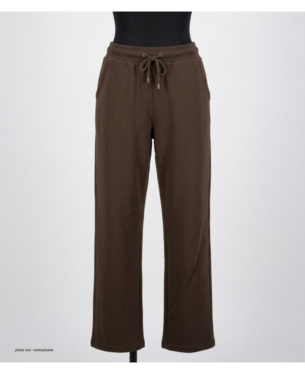 Pantalon Molleton Femme Marron Coton : Confort & Style Casual