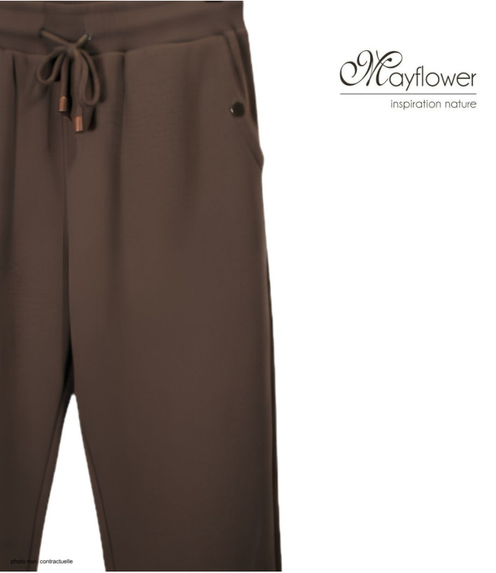 Pantalon Molleton Femme Marron Coton : Confort & Style Casual