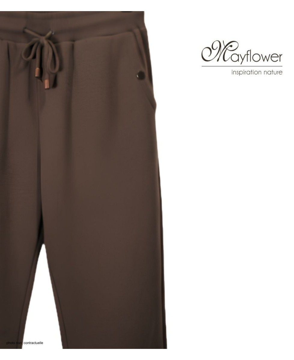 Pantalon Molleton Femme Marron Coton : Confort & Style Casual