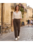 Pantalon Molleton Femme Marron Coton : Confort & Style Casual