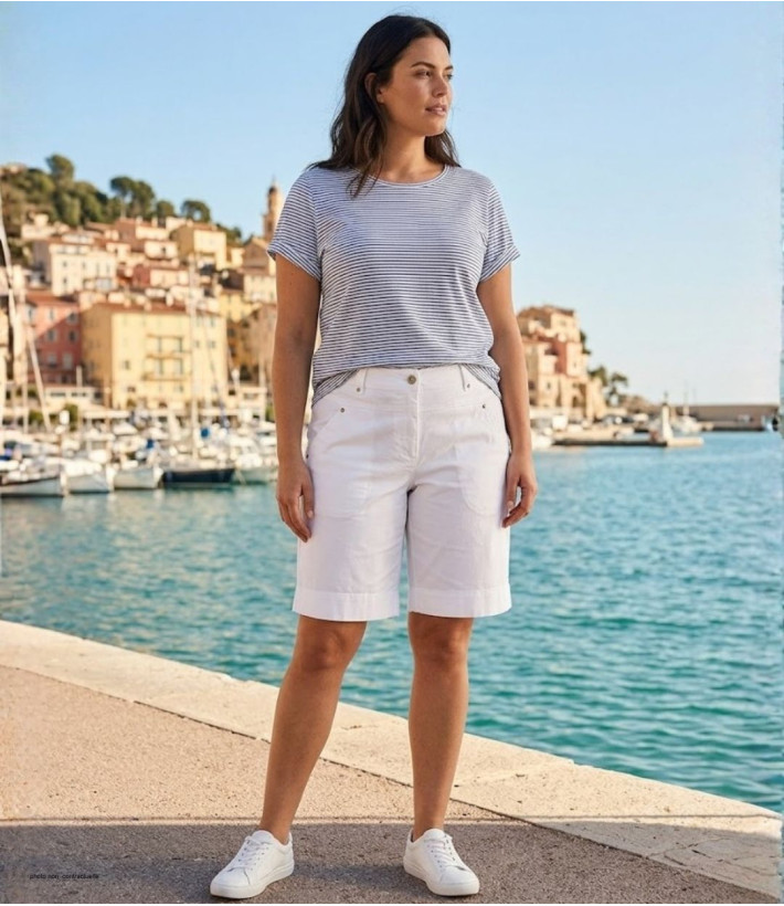 AXONE ARI1 - Bermuda Blanc Femme | Confort & Élégance Été