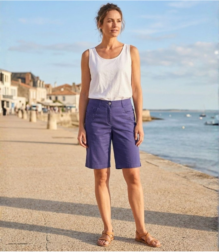 MAYFLOWER Bermuda Marine Stretch | Détails Clous Argentés
