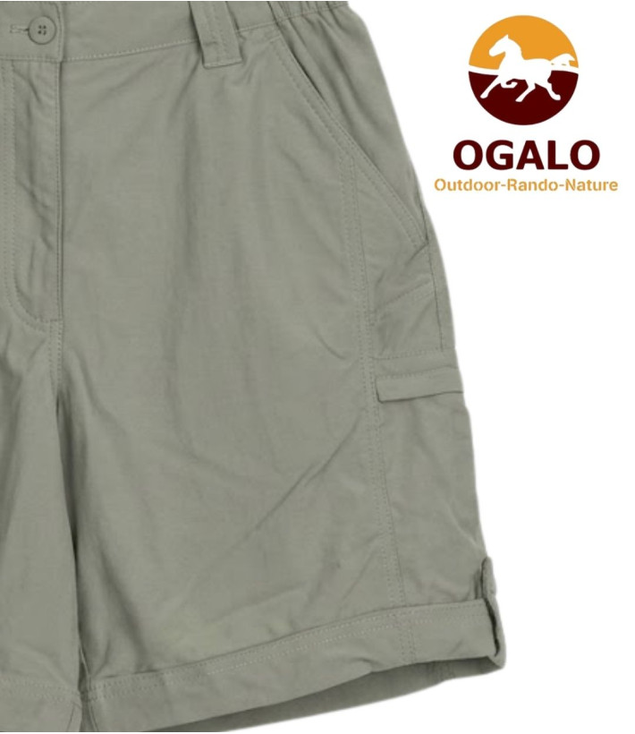Short femme OGALO SE1181 multi-poches léger kaki clair
