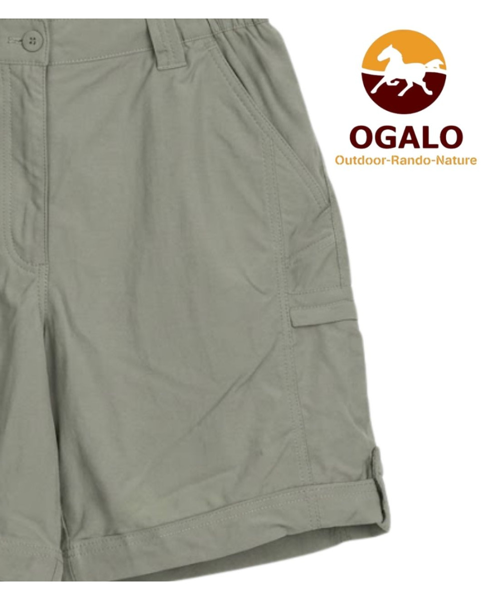 Short femme OGALO SE1181 multi-poches léger kaki clair